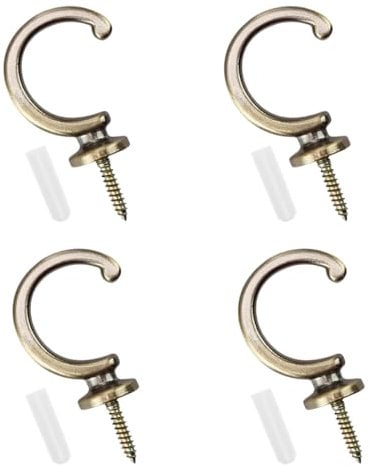 4 PCS Curtain Tie Backs Hooks Vintage Metal Curtain Holdbacks G Shape Brass Curtain Tieback Holder for Window Shower Curtain Cabinets