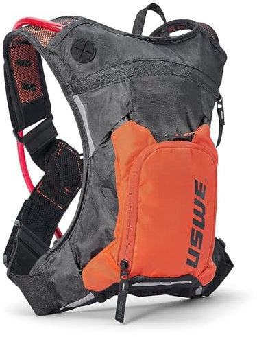 USWE Moto Hydro Hydration Pack - with Water Bladder, a High End, Bounce Free Backpack for Enduro and Off-Road Motorcycle (3L Black/ Orange)