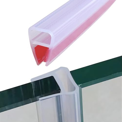 Junta de Ducha 10mm Junta Mampara Ducha Autoadhesiva Perfil Silicona para Vidrio de 9 mm 10 mm de Espesor Transparente 200cm (U 10mm)