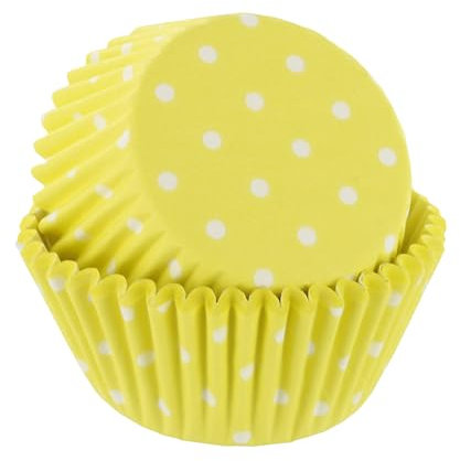 Culpitt Yellow Polka Dot Cupcake Cases | 250 Baking Cups | 45mm Pastel Greaseproof Paper Cases for Muffins and Cupcakes, Pack of 250