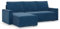 Mebligo - Ecksofa mit Schlaffunktion und Bettkasten NOTO, Cord Sofa L Form 231 cm Breit, Eckcouch Cord mit Schlaffunktion, Bonellfederkern, Universal Sofa Marineblau