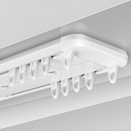 Doppel Decke Schiebevorhang Schiene Aluminium Raumteiler Vorhang Stange Leise Weiß 70 600cm