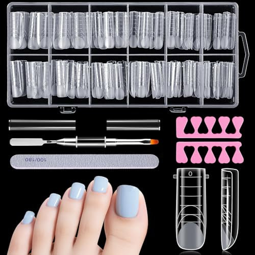 MELLIEX 120 Pièces Popit Ongles Pieds pour Polygel/Acrygel, Réutilisables Kit pour Orteils, Couverture Complète Faux Ongles Conseils de Extension, 12 Tailles