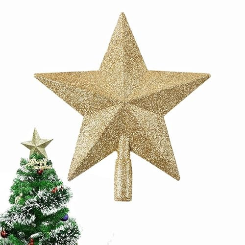 Weihnachtsbaum Spitze Mit Gold Glitzer, Christbaumspitze in Stern-Form Die Weihnachtsbaumschmuck Weihnachtsbaumstern- Christbaum-Schmuck Aus Kunststoff Baumspitze Weihnachten Für Weihnachtsdeko