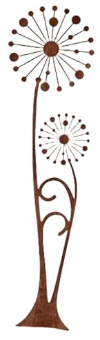SkyPOOU Antiker rostiger Pusteblumen-Gartenstecker für den Außenbereich, Hof, Bodendekoration, Wetterhof, Kunstdekorationen für Pflanzenliebhaber, Blumenarrangement