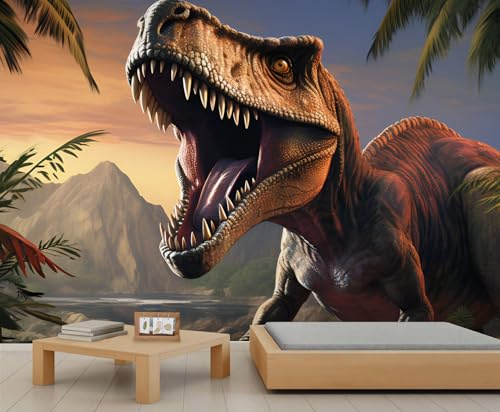Dinosaurier-Wandbilder, Tyrannosaurus Rex-Wandbild, Dinosaurier-Tapete für Wohnzimmer, Schlafzimmer, Büro, Hotel, Bar, Deckendekoration – 280 x 200 cm