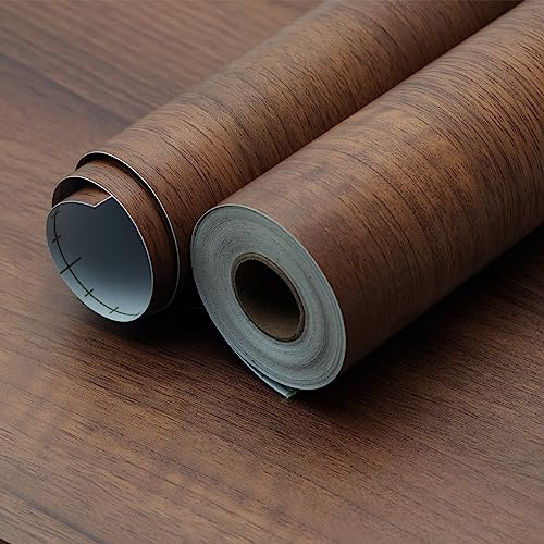 JSEVEM Walnut Wood Grain Contact Paper for Cabinet Sticke Thicken Wood Peel and Stick Wallpaper Removable Waterproof Self Adhesive Vinyl Film Faux Wooden Look Decor 40CMx2M
