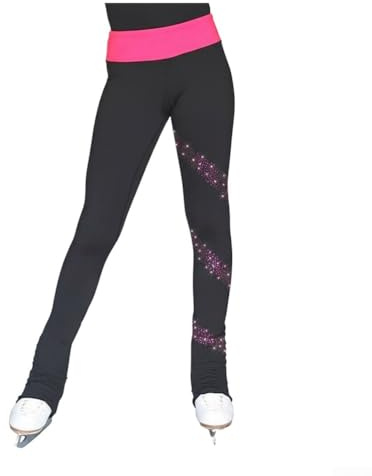 Oniissy Pantaloni da pattinaggio su ghiaccio per bambini, a vita alta, morbidi e caldi, senza cuciture, leggings neri per pattinaggio artistico