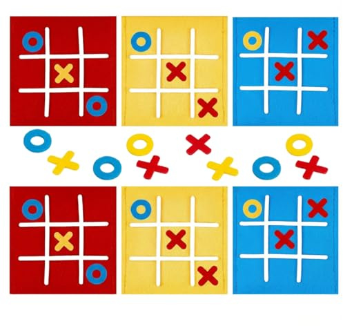 CATZUM 6 pezzi Gioco Educativo Tic-Tac-Toe, Tris Gioco per Bambini, Mini Giochi e Gadget Compleanno, Idea per Casa e Scuola (12x12 cm) (Colorato)