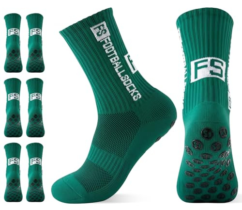 BoomCelocity 3 Paar Rutschfeste Fußballsocken Für Herren & Damen – Anti-Rutsch Grip Socken Für Fußball, Basketball & Laufen, Größe 39-46 (Grün)