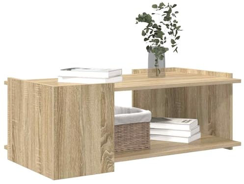 vidaXL Couchtisch Sonoma-Eiche 90 x 50 x 33 cm Holzwerkstoff, Stylischer Couchtisch, modernes Wohnzimmer-Design, flexibel, pflegeleicht, viel Stauraum