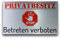 Warnschild Privatbesitz Betreten verboten STOP aus gebürstetem Aluminium (Verbund)