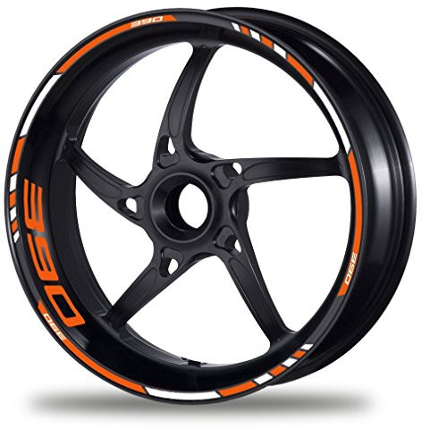 PROFILETEC.COM FELGENRANDAUFKLEBER passend für KTM RC 390 BZW. 390 Duke Moto GP Style Felgenaufkleber (Motiv 2V)