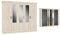 Furniture24 Kleiderschrank Kashmir KSMS85,Schlafzimmerschrank, 5 Türiger Drehtürenschrank, Schrank mit 5 Einlegeboden, Spiegel und 2 Kleiderstangen in Pinie Weiß Dekor