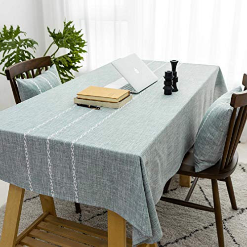 Home Brilliant Table Cloth 132 x 218 CM, Rectangle Tablecloth Wipe Clean for Kitchen, Faux Linen Table Cover for Buffet Restaurant Autumn Home Decor, 52x86 Inch, Grey Green