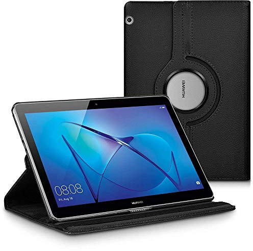 MUNDDY- Funda GIRATORIA 360º con Soporte para Huawei MediaPad T3 10 (9.6 Pulgadas),rotable 360° (Solo la Funda, Negro)