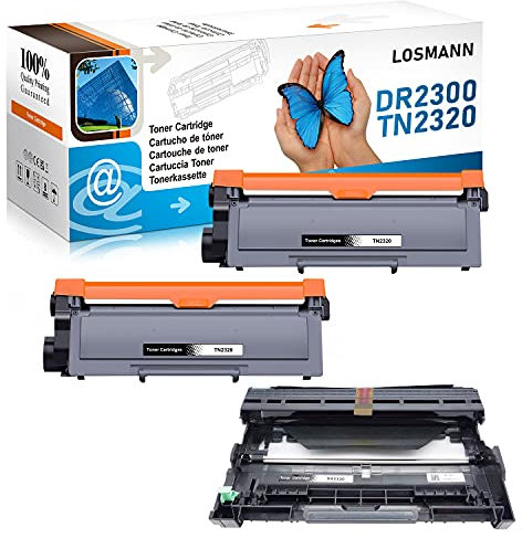 LOSMANN 2x Toner & 1x Trommel Kompatibel zu Brother TN2320 DR2300 für Brother MFC-L 2701 MFC-L 2700 DN MFC-L 2700 DW MFC-L 2700 Series MFC-L 2701 DW MFC-L 2703 DW MFC-L 2720 DW MFC-L2740CW MFC-L2740DW