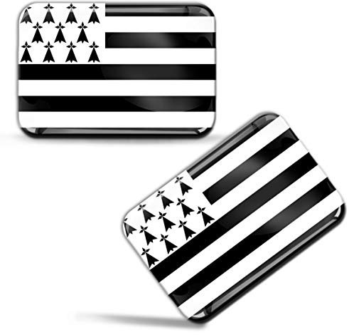 Biomar Labs® 2 x 3D Flexibles Autocollant Stickers National Drapeaux Breton Motif Bretagne France Voiture Auto Moto Tuning F 70
