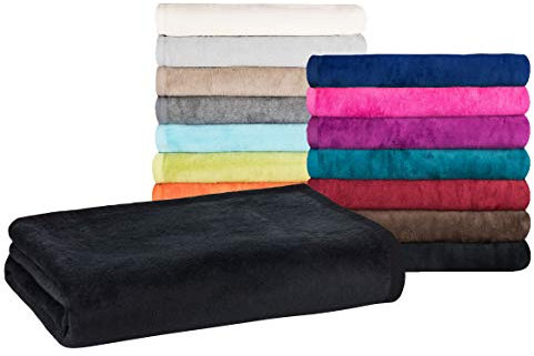 Moon - Classic Kuscheldecke 150x200 cm schwarz Wolldecke einfarbig, Pflegeleichte Baumwollmischung