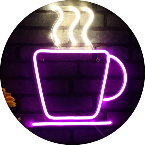 Coffee Cup Shop Flex Silicone LED Neon Sign White & Purple st16s33-fnu0041-wp
