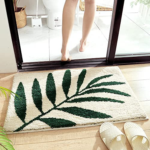 Badezimmermatte Weicher Saugfähig Badezimmerteppich, Treer Mikrofaser Beflockung Badematten Antirutsch Badvorleger Duschteppich Waschbar Badteppich (Wald,50x80cm)