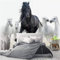 Papier Peint Chambre Enfant Cheval noir cheval blanc décoration murale moderne non tisséePapier Peint 3D Faux Cuir Vinyle Mural Chambre Salle-250x175cm