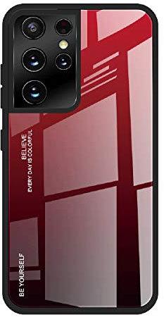 GOGME Hülle für Samsung Galaxy S21 Ultra 5G Hülle, Farbverlauf-Glas Back Cover Handyhülle, Ultra Thin Tasche Cover TPU Silikon Grenze Shock Absorption Stoßfest Case Schutzhülle(5)