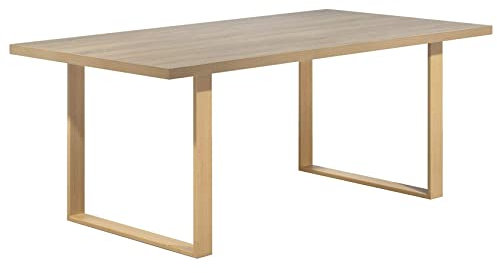 i-flair Esszimmertisch Macon 220x100 cm Kufentisch Holztisch Esstisch Kufengestell Tisch mit Tischplatte und Kufen - alle Größen und Farben (Eiche + Eiche)