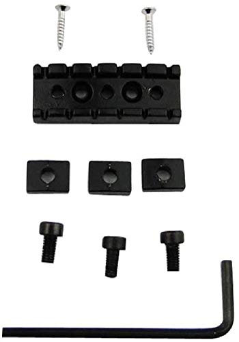 Gitarrenkontermutter, 42 mm, Metall-Sicherungsmutter für Gitarrensaiten mit Befestigungsschrauben und Schraubenschlüssel für Floyd Rose Style E-Gitarre, Tremolo Bridge Lock System, Schwarz