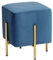 Baroni Home Quadratischer Samt-Fußhocker, gepolsterter Wohnzimmer-Pouf, Pouf-Bank für Schlafzimmer, Blau, 33x33x38 cm