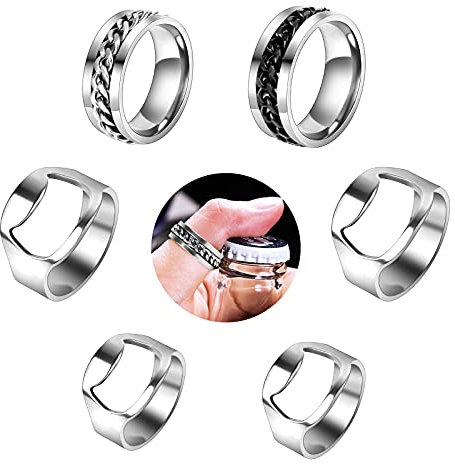 Anneau Décapsuleur, 6 Pcs Bagues Décapsuleur pour Enlever les Bouchons des Bouteilles, Anneau de Tire-bouchon Utilise toutes Sortes de Bouchons et Décapsuleur en Acier Inoxydable a 2 Styles Différents