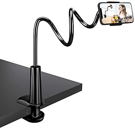 Zoeley Soporte Móvil, Flexible con Brazo de Cuello de Cisne Universal Soporte para iPhone 12 Mini 12 Pro MAX 11 Pro XS MAX XR X 8 7 6S Plus, Samsung S10 S9 S8 S7, Teléfono 4-6.5 Pulgadas (Black)