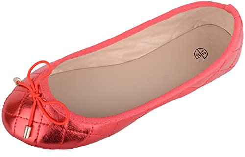 Childrens Kids Girls Slip On Ballerina Style Pumps Dolly Shoes with Diamond Design - Red - UK Child 11 / EU 29