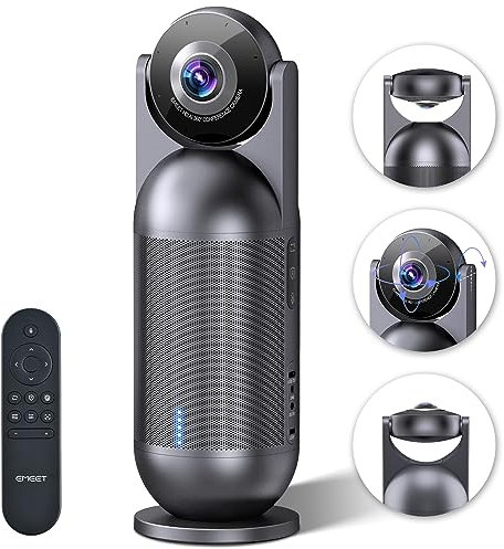EMEET Videokonferenzkamera – 1080P HD Meeting Capsule, 360° Webcam Automatische Rauschunterdrückung/Intelligente Sprachgesichtserkennung/5 Modi, Professionell für Firmen-Heimkonferenzen