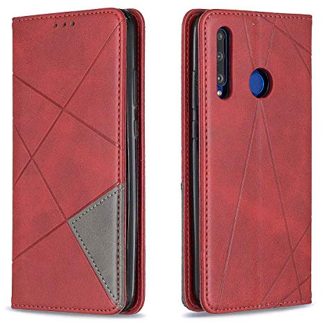Posanter Cover per Huawei P Smart Plus 2019 / Honor 10i, Flip Custodia Portafoglio Caso Libro Pelle PU e TPU Silicone, Ultra Sottile con Chiusura Magnetica e Tasca per Carte Flip Wallet Caso (Rosso)
