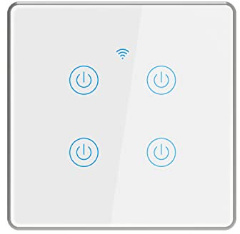 Lancoon Intelligentes Licht Wasserdichter Schalter Mit Silbernem Aluminiumrahmen, Unterstützung für Drahtlose Fernbedienung, Sprachsteuerung, Familien-Multiplayer-Sharing (4 Gang)