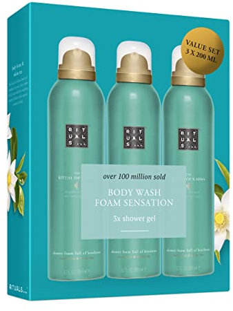 RITUALS Schäumendes Duschgel Vorteilspack von The Ritual of Karma, 3 x 200 ml - Mit sommerlichem Heiligen Lotus und Weißem Tee - Feuchtigkeitsspendend, kühlend