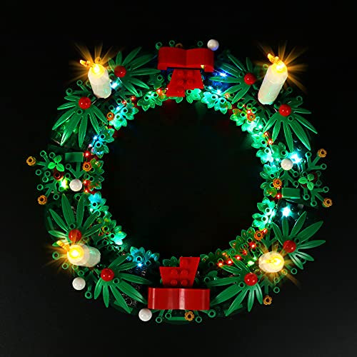 LocoLee Led Licht Set Kompatibel mit Lego Adventskranz, Led Beleuchtungs Set Compatible with Lego 40426 2-in-1 Adventskranz Christmas Wreath - Nur Lichter Set, Kein Modell (B-Windkontrolle Version)