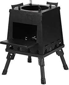 Holzöfen Holzofen Outdoor Camping Tragbarer Klappgrill Herd Kassette Picknick Pagode Autoherd Holzöfen (Size : Small Pagoda Black)