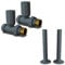 UK Radiators Round Anthracite Radiator Valves and Pipe Covers - Anthracite Matt Finish - Classy and Modern Design 1/2 x 15mm Straight Radiator Valves - Pair of Valves with 130mm Pipe Covers