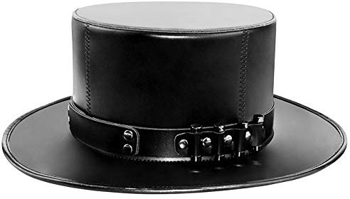 Schwarzer Leder Pest Arzt Hut Vintage Flat Top Kostüm Dress Up Hut Steampunk Hut Halloween Kostüm Zylinder Hut Erwachsene Deluxe Magic Hat