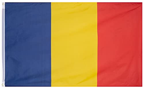 MUWO Flagge Nations Together 90 x 150 cm Nationalmanschaften, doppelseitige Gartenflagge, wetterfeste Fanflagge, Fußballflagge Polyester Länderfagge Deutschland mit Ösen (Tschad)