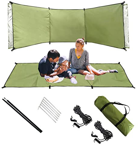 Clôture de plage, coupe-vent en tissu Oxford | Pare-brise portable pour pique-nique, camping, parc, pelouse extérieure avec sac de rangement