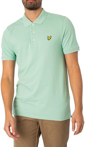 Lyle & Scott Mens Short Sleeve Polo Shirt Lifestyle Cotton Turquoise Shadow L