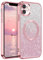 DUEDUE für iPhone 11 Hülle Glitzer 6.1'', iPhone 11 Handyhülle Glitzer mit Mag-Safe Magnetische Stoßfeste Schutzhülle Soft TPU für iPhone 11 Hülle Mag-Safe Magnetische 6.1 Rosa