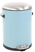PROREGAL Retro Treteimer mit markanten Griffen und Kugelkappe | 5 Liter, HxØ 30x20,5cm | Kunststoff-Inneneimer | Hellblau