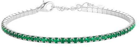 Bracciale Unisex Tennis Verde Smeraldo in Argento 925 rodiato - Collezione Rainbow Les Folies (19)