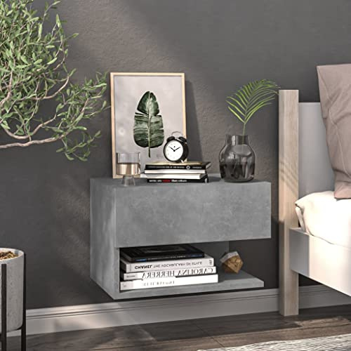 ZQQLVOO Petite table de chevet à côté du lit, meuble de salon, table de chevet murale, en bois gris béton