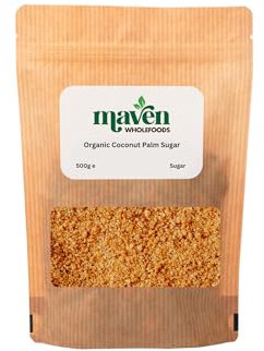 Maven wholefoods Organic Coconut Palm Sugar 500g | Raw | GMO Free | Unrefined | Certified Organic | No Additives or Preservatives | Suitable for Vegetarian & Vegan | Packed Fresh in Resealable Bags