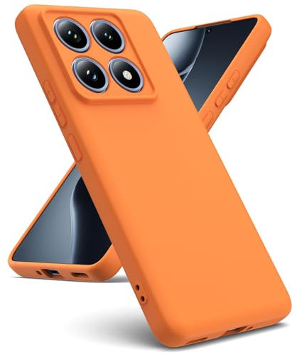 Oududianzi - Cover Compatibile con Xiaomi 14T Pro 5G [Silicone Liquido] [Interno in Microfibra] Gomma Gel di Silicone Liquida Antiurto Custodia Cover Xiaomi 14T Pro - Arancione